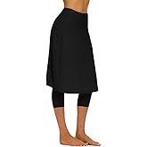 Micosuza Long Swim Skirt with Attached Leggings Modest Sun Protection Sports Skirt for Women