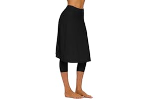 Micosuza Long Swim Skirt with Attached Leggings Modest Sun Protection Sports Skirt for Women