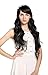 MelodySusie Black Long Big Curly Wavy Wig for Women, 31.5Curly Wig with Inclined Bangs Synthetic Wigs Cosplay Daily Party Wig With Free Wig Cap, Black