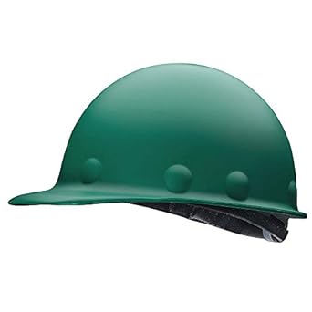 green fiberglass hard hat