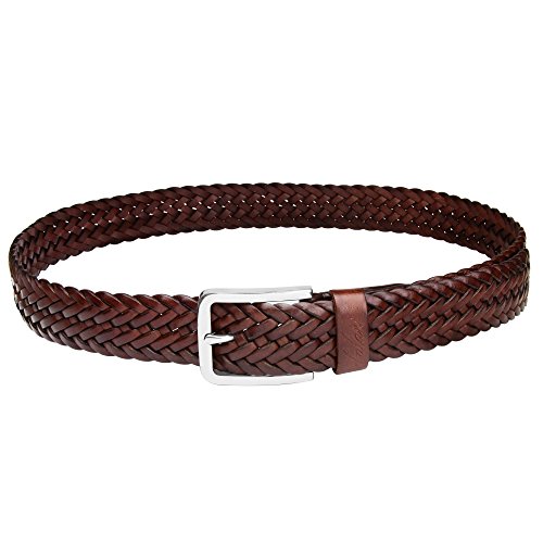 Falari Men's Braided Belt Leather 35mm Brown L 38-40 9007