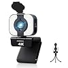 2021 4K Webcam with Microphone, 3-Level Adjustable Ring Light Webcam with Privacy Cover & Tripod, 105°Wide Angle…