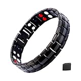Mens Magnetic Bracelet, Titanium Therapy Bracelets for Men Healthy Sleek Cuff Wristband for Relief Pain with Free Link Removal Tool