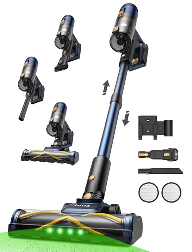 V12 Aspirateur Balai sans Fil, 50Kpa/50Min/450W Aspirateur sans Fil Puissant, Technologie GreenEye, Écran LED, Brosse Anti-Emmêlement, Rechargeable, pour Tapis, Sols Durs et Poils d'animaux