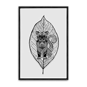 Framed Canvas Wall Art Black Leaves Canvas Prints Home Artwork Decoration for Living Room,Bedroom - 16x24 inches