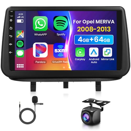 4G 64G VECHTEL 9 Inch Bluetooth Car Radio for Opel Meriva 2010-2014 Carplay Android Car Wireless, DSP EQ, 1280 * 720, Wifi GPS Navi,Mirror Link, RDS/FM Radio 2 Din with AHD Rear Camera