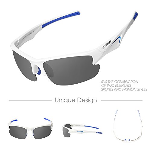 Polarized Sports Sunglasses for Men Women Cycling Fishing Outdoor Driving Golf Baseball Glasses TR Unbreakable (White-Gray)