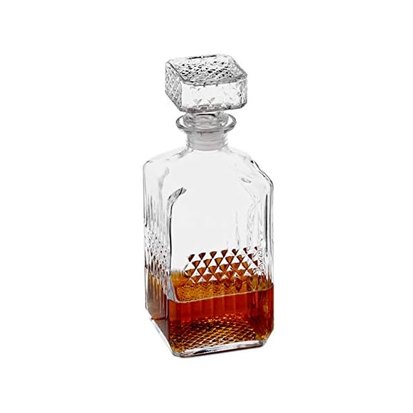 Relaxdays Whisky Karaffe, Glas, Dekanter für Whiskey, Cognac, Rum, Gin, 900 ml, Schnaps Karaffe Heimbar, transparent 10027876