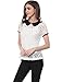 Allegra K Women's Contrast Peter Pan Collar See Through Lace Top White S