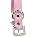 Leegoal Sparkly Crystal Heart Shape Pendant PU Leather Pet Collar for Dogs Cats (Pink,XS Size)