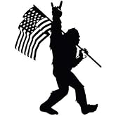 Bigfoot with American Flag LLI | Decal Vinyl Sticker | Cars Trucks Walls Laptop | Black | 7.5 x 5.7 in | LLI1778