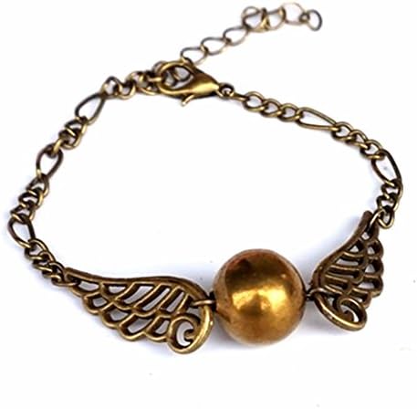 Made in USA B - 072 Hot Gifts ,Steampunk Flying in Bronze Double Wings Golden Tone Ball Snitch Bracelet