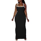 PINSV Women Summer Long Dress Casual Slip Sexy Slim Sleeveless Bodycon Maxi Dresses for Women