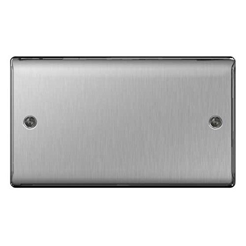 BG Nexus NBS Range Brushed Steel Switches & Sockets - Full Range of Matching Items (2 Gang Blank Plate)