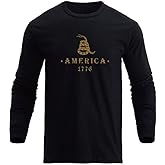 H HYFOL Men's Graphic T-Shirts USA Flag Cotton Long Sleeve American Patriotic Crewneck Regular Tee Shirts