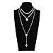 Gleamart Women Multi-Layer Sequins Choker Layered Beads Long Sweater Chain Necklace with Cross Pendant Silver