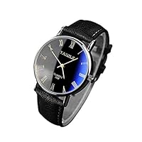 Pandaie Watch Promotion! Luxury Fashion Faux Leather Mens Quartz Analog Watch Watches Black