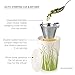 Tea Forté KATI Cup Ceramic Tea Brewing Cup with Infuser Basket and Lid for Steeping, Loose Leaf Tea Maker, Spring Grass