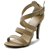 Ollio Women's Shoe High Heel Cross Strap Sandal