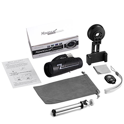 Monocular Telescope, Waterproof 16x50 High Power BAK4 Prism FMC Lens with Tripod Camera Remote Control and Quick Smartphone Holder for Travel,Concert,Sports, etc.