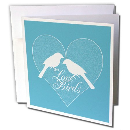 3dRose Greeting Cards, 6 x 6 Inches, Pack of 12, Love Birds in a Heart (gc_192690_2)