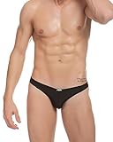 Louis Rouse Men's Solid Color Ice Silk Briefs Thong Black L