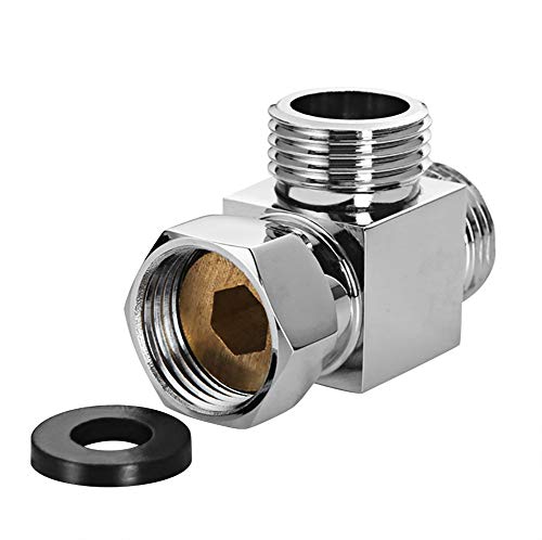 G1/2" Diverter Valve, Traditional Metal Shower Arm Brass Diverter T-adapter Valve 3-way Tee Connector for Handheld Bidet and Sprayer
