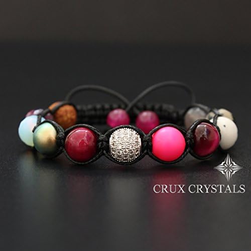 Gypsy Summer, Womens Beads Bracelet, Gemstone Wrap Bracelet, Neon Pink Bracelet, Friendship Bracelet, Macrame Bracelet, Crux Crystals Gift for Her