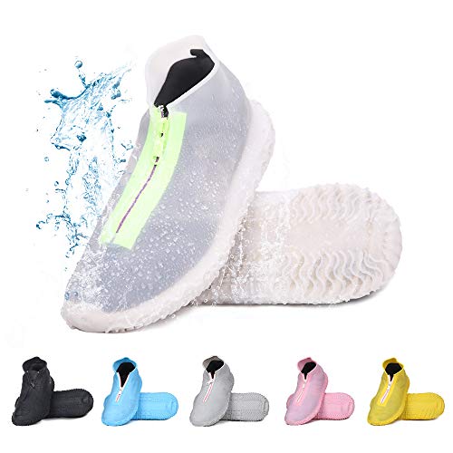 DREAMUS Reusable Silicone Waterproof Shoe Covers, Silicone Shoe Covers with Zipper No-Slip Silicone Rubber Shoe Cover for Kids,Men and Women (Transparent, L) - Thumbnail 7