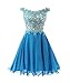 FNKS Women's Straps Lace Bodice Short Prom Gown Homecoming Party Dress