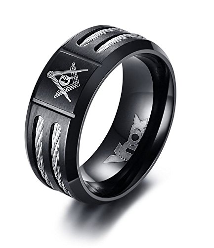 Vnox Stainless Steel Wire Anchor Ring for Sailor Mariner Seaman Black Size 11