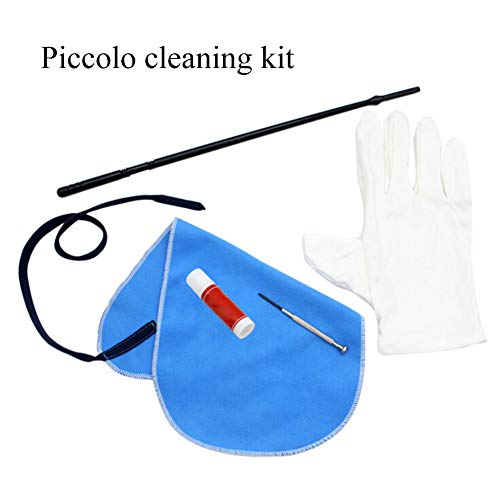 Balight Flute Piccolo Care Kit Set Cleaning Cloth Stick Cork Grease Screwdriver Gloves Woodwind Instrument Clean Care Blue - Thumbnail 2
