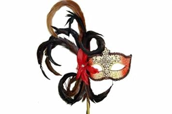 Amazon Com Classic Venetian Elegant Swan W Grand Feathers Design Laser Cut Masquerade Ballroom Mask For Mardi Gras Or Halloween Red Flower Facial Masks Beauty