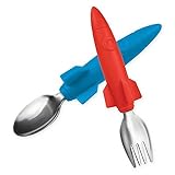 Fred & Friends 3-2-1 Lunch Rocket 2-Pack Fork and Spoon l Soft Silicone