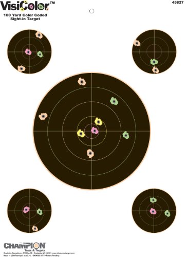 Champion VisiColor Sight-In Target with 4 Extra Bulls (Pack of 10)