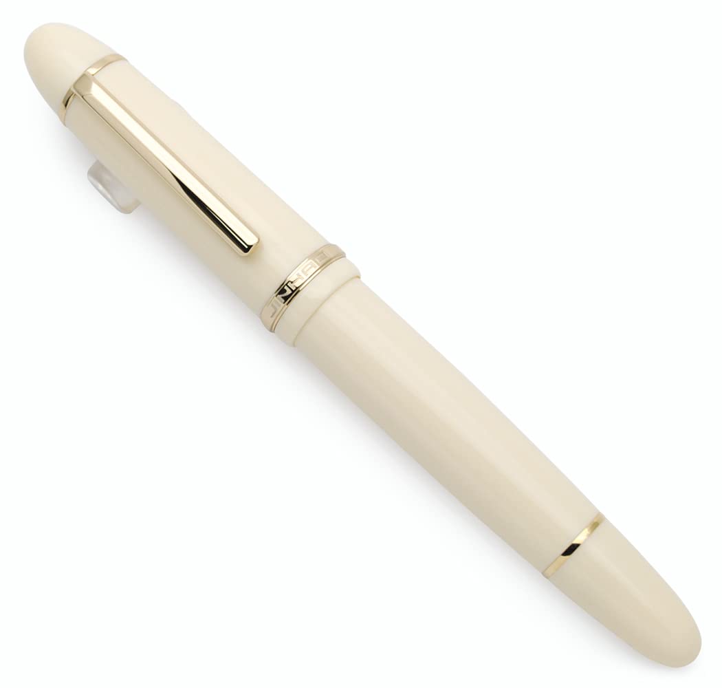 JINHAO X159 Resin Fountain Pen with Ink Converter (Extra Fine Nib, Gold Clip-Ivory White)