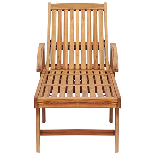 vidaXL Teak Massiv Sonnenliege mit ausziehbarem Tisch Beistelltisch Gartenliege Holzliege Liegestuhl Relaxliege Strandliege Liege Gartenmöbel – Bild 6