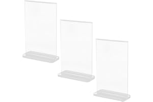 ABOOFAN 3pcs Double-sided Acrylic Display Stand A6 T-shape Restaurant Sign Holder for Tabletop Menus