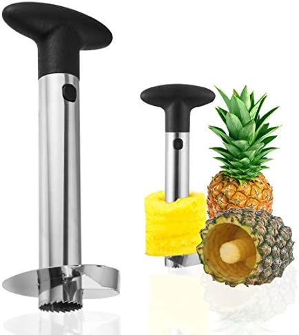 SVMAS Pineapple Corer Slicer , Stainless Steel Pineapple Corer Peels Fruit Kitchen Tool Set for Cutting Pineapple(Black)