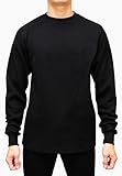 Access Men's Heavyweight Long Sleeve Thermal Crew Neck Top Black Medium