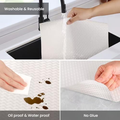 Shelf Liners for Kitchen Cabinets Non-Slip Drawer Liner 18 Inches x 20 FT Non Adhesive Cabinet Liner Waterproof & Oil-Proof EVA Material Refrigerator Liner for Shelves