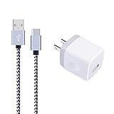 USB C Cable, Ououdee Wall Charger Adapter with 6FT Nylon Braided Type C Charger Cable for Samsung Galaxy S8, MacBook, Chromebook, LG G5 V20, Nexus 6P 5X, Lumia 950, Google Pixel, HTC 10 and more