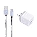 USB C Cable, Ououdee Wall Charger Adapter with 6FT Nylon Braided Type C Charger Cable for Samsung Galaxy S8, MacBook, Chromebook, LG G5 V20, Nexus 6P 5X, Lumia 950, Google Pixel, HTC 10 and more
