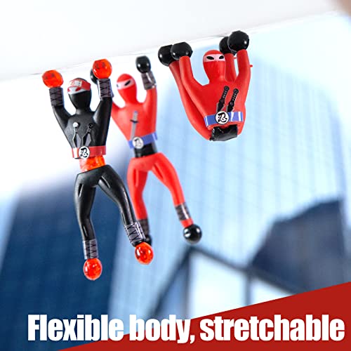 AMOR PRESENT 42PCS Wall Climbing Ninjas, Ninja Toys with DIY Stickers Sticky Rolling Men Stretchy Climbers Window Crawlers for Kids Party Favor Novel Toys