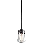 Kichler Lyndon 9.5" 1 Light Pendant with Clear Seeded Glass Architectural Bronze