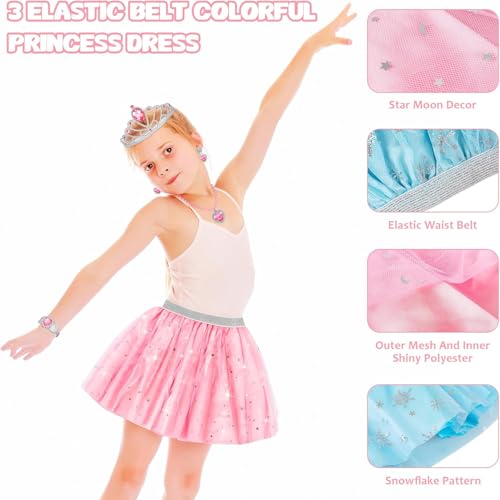 Princess Dress Up Toy Set, Girls Dress Up Shoes Role Play Gifts, Costumes Set incl Skirts, Shoes, Crowns, Jewelry, Princess Mermaid Theme Costumes Birthday Party Favors for Little Girls Aged 3 4 5 6