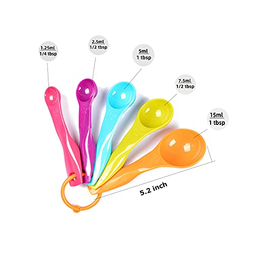 2 Pack Colorful Measuring Spoons Set, Plastic Table Measure Spoons with