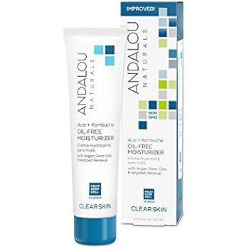 Andalou Naturals Acai + Kombucha Oil-Free Moisturizer, 2.1 oz, For Oily or Overreactive Skin, Helps Cleanse & Purify, Absorbs Excess Oil