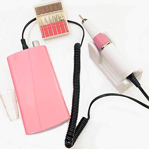 Beauty AGL Portable Electric Nail Drill Machine 30000 RPM, Nail Polisher Set Pedicure Manicure Tool, Pink