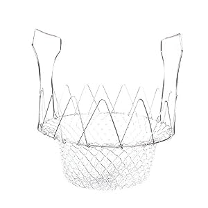Hysagtek Chef Frying Basket Strainer 201 Stainless Steel Kitchen Foldable Strain with Handler